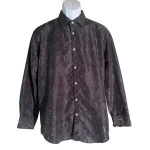 BLACK LABEL by RUFFINI Men's Long‎ Sleeve Button Down Slim Fit Shirt Black Large